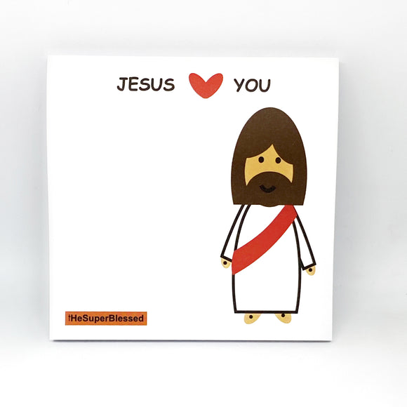 Cute Sticky Notes- Jesus Loves You (white)