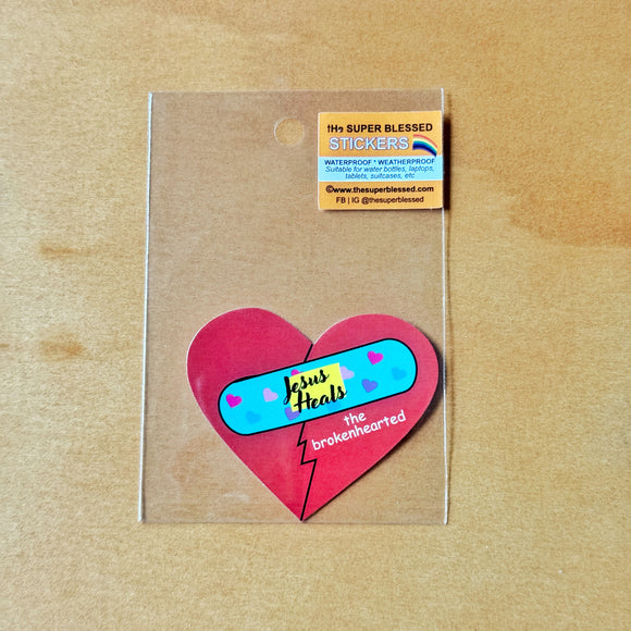 Jesus Heals the Brokenhearted Christian Waterproof Sticker