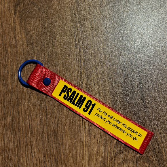 Psalm 91 Red Wrist strap key ring