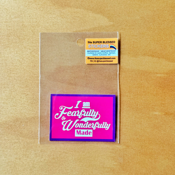 I am Fearfully and Wonderfully Made Pink Christian Waterproof Sticker