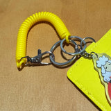 Rainbow Sheep I am fearfully and wonderfully made yellow Retractable Spring Coil Keychain with Yellow Cardholder