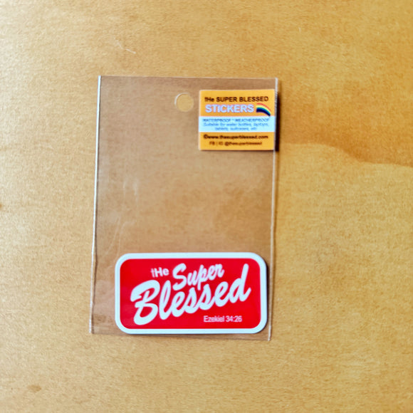 The Super Blessed Red Ezk 34:26 Christian Waterproof Sticker