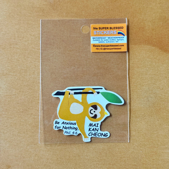 Mai Kan Cheong Sloth Christian Waterproof Sticker