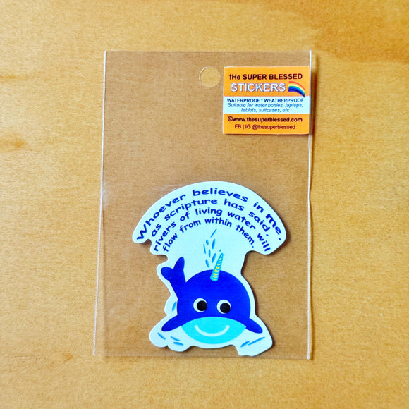 Living Water Whale Christian Waterproof Sticker