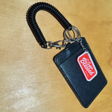 Super Blessed Black Retractable Spring Coil Keychain with Black Cardholder