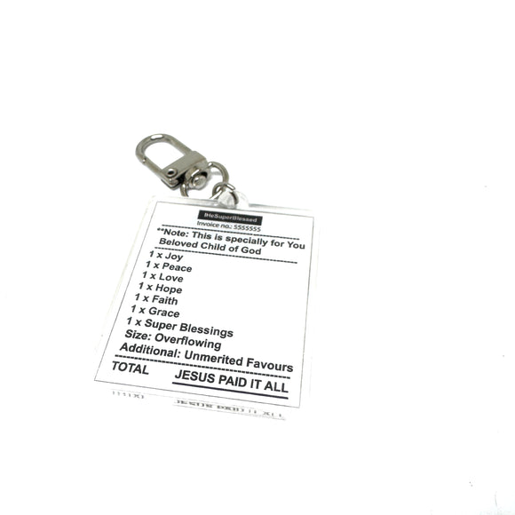Jesus Paid It All Receipt Keychain Charm
