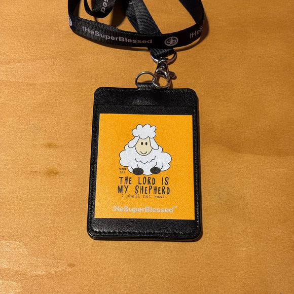 The Lord is My Shepherd Black Cardholder lanyard set