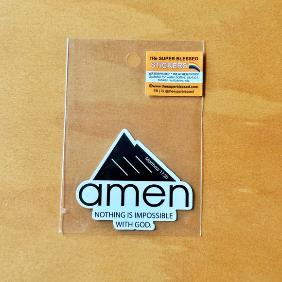 AMEN Nothing is Impossible With God Christian Waterproof Sticker