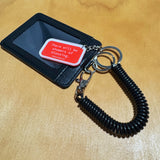 Super Blessed Black Retractable Spring Coil Keychain with Black Cardholder