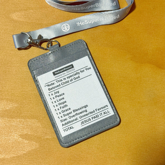 Jesus Paid It All Receipt Grey Cardholder lanyard set
