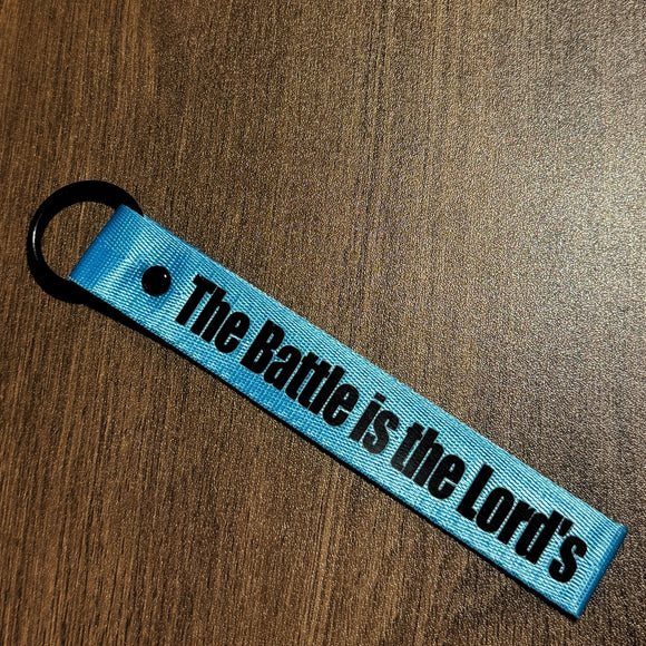 The Battle is the Lord’s Blue Wrist strap key ring
