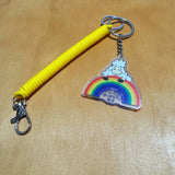 Rainbow Sheep I am fearfully & wonderfully made Yellow Retractable Spring Coil Keychain