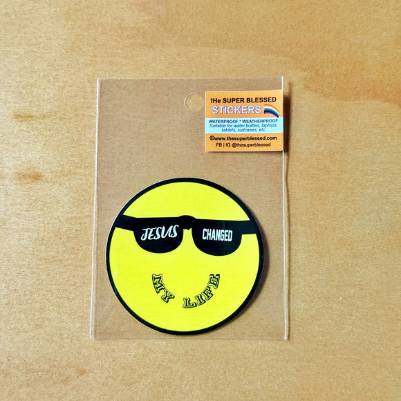 Jesus Changed My Life Smiling Face Christian Waterproof Sticker