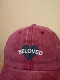 BELOVED Heart Maroon Washed Baseball Cap