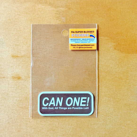 CAN ONE! (I’m A Singaporean Christian Lah!) Christian Waterproof Sticker