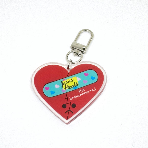 Jesus Heals the Broken Hearted Keychain Charm