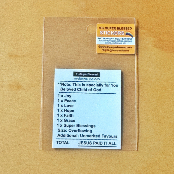 Jesus Paid It All Receipt (Singapore Hawker)- Christian Waterproof Sticker