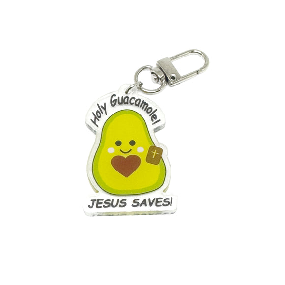 Holy Guacamole! Jesus Saves! Keychain Charm