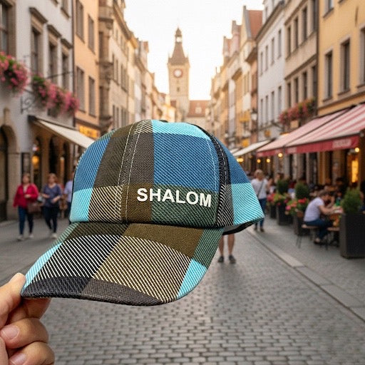 SHALOM Blue Checkers Cap