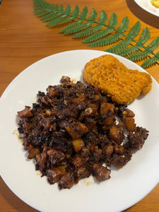 Black Carrot Cake with Spicy Chicken Cutlet