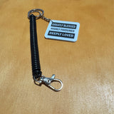 Greatly Blessed Highly Favoured Deeply Loved Black Retractable Spring Coil Keychain