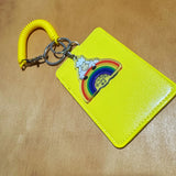 Rainbow Sheep I am fearfully and wonderfully made yellow Retractable Spring Coil Keychain with Yellow Cardholder