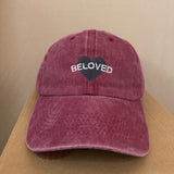 BELOVED Heart Maroon Washed Baseball Cap