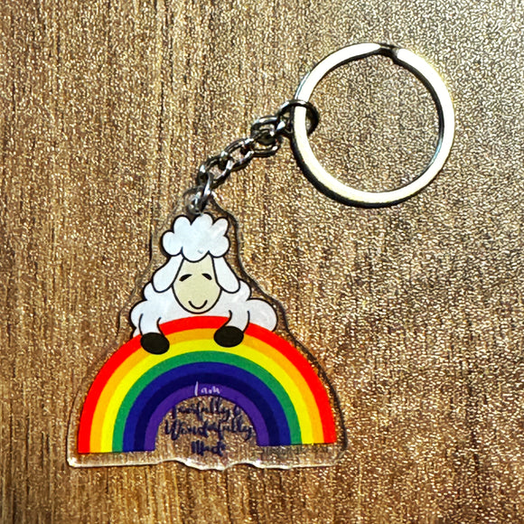Rainbow Sheep Keychain