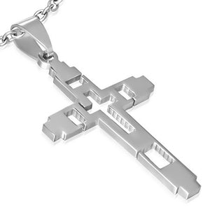 Stainless Steel Cut-out Latin Cross Pendant - PAC251