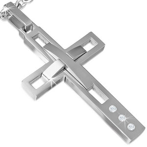 Stainless Steel Cut-out Geometric Cross Pendant - PLY932