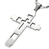 Stainless Steel Geometric Cut-out Cross Pendant - TPB022
