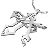 Stainless Steel 2-Part Cut-out Tribal Cross Pendant - TPB132