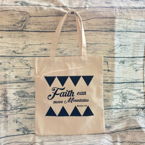 Tote Bag Beige color - Faith can move mountains