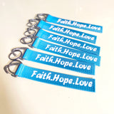 Faith Hope Love Light Blue color Wrist strap keychain