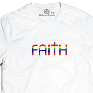 Rainbow Faith white- tHeSuperBlessed Christian unisex Tshirt
