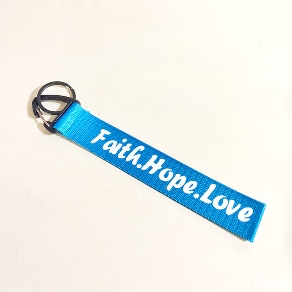 Faith Hope Love Light Blue color Wrist strap keychain